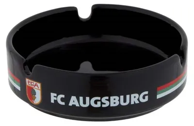Produktbild von FC Augsburg Keramik Aschenbecher, rot-grün-weiß gestreift, 10 x 10 x 3,1 cm