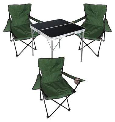 Produktbild von 4-teiliges Campingmöbel Set Tisch schwarz + Campingstühle mit Tasche