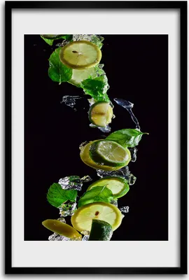 Produktbild von Bild - Bilderrahmen - 40 cm x 60 cm - MDF - Rahmen - Wandkunst - Limetten und Zitronen