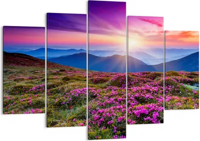 Produktbild von Bild auf Leinwand - Leinwandbild - Wiese Berg Himmel Landschaft - 150x100cm - Wand Bild - Wanddeko - Leinwanddruck - Bilder - Kunstdruck - Wanddekoration - Leinwand bilder - Wandkunst - EA150x100-2719