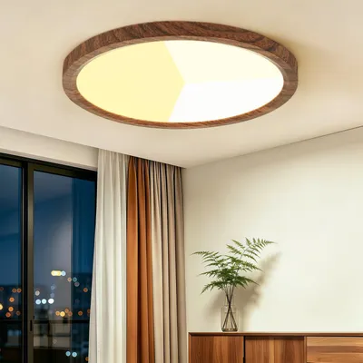LED-Deckenleuchte 24W Ø30cm, Walnussfarbe, 3 Farbtemperaturen