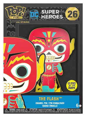 Imagen del producto de Loungefly, alfiler esmaltado grande, colección DC Comics, diseño "Logo" de Flash. Alfileres esmaltados de DC Comics, un bonito broche para coleccionar, ideal para mochilas y bolsos