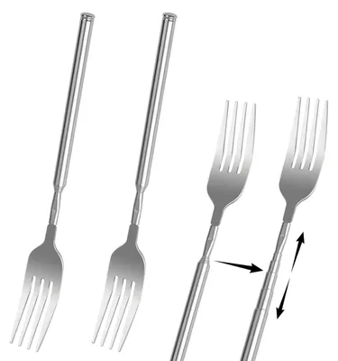 Image de 2 fourchettes télescopiques rétractables - en acier inoxydable