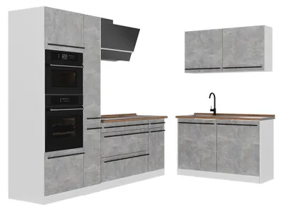 Imagen del producto de Cocina esquinera Vicco R-Line Hormigón/Blanco 230 x 120 cm sin encimera, Model 67508