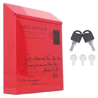 Immagine prodotto di Cassetta postale in metallo, verticale, grande capacità, con 2 chiavi, colore rosso