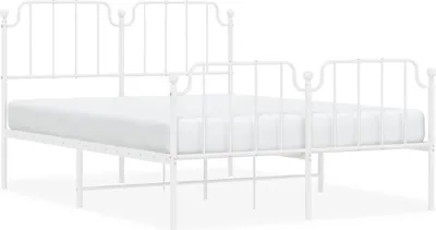 Produktbild von vidaXL Bettgestell mit Kopf- und Fußteil Metall Weiß 150x200 cm