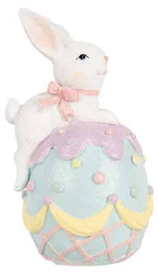 Obrázok produktu pre Clayre & Eef dekoratívna figúrka králika 9x9x17 cm bielo modrý plast