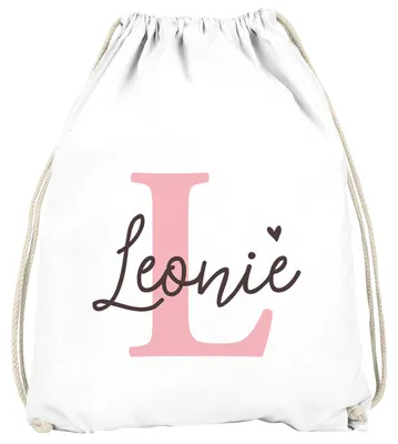 Produktbild von Kinder Turnbeutel mit Name Buchstabe Monogramm Initiale personalisierte Geschenke Mädchen Jungen SpecialMe® Mädchen weiß unisize
