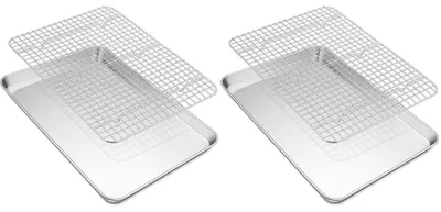 Obrázok produktu pre Plech na pečenie s odvodovým roštom, nerezová oceľ, 40,4 x 30,6 x 2,5 cm, sada 2 kusov
