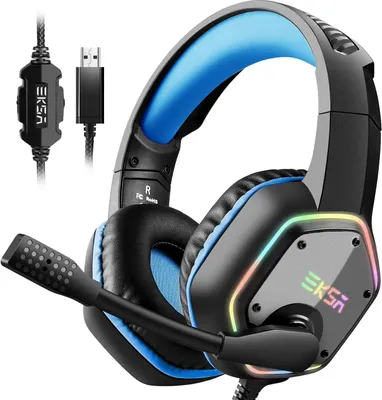 Produktbild von Gaming-Headset, PC-Headset mit Mikrofon, 7.1-Surround-Sound und RGB-Lichtern, Kopfhörer mit kabelgebundenem Mikrofon mit Geräuschunterdrückung,