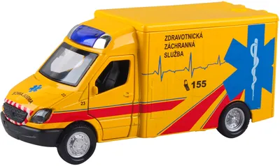 Produktbild von Spielzeugauto Rettungsfahrzeug Maßstab 1:36 mit Rückzugfunktion, Sound, Licht und öffnenden Türen