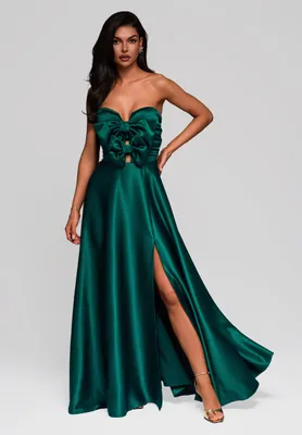 Produktbild von Ombre Abendkleid mit XXL-Schleife und Beinschlitz grün XL