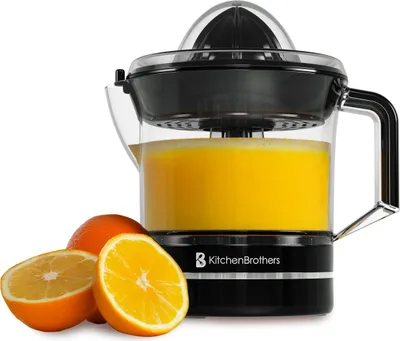 Produktbild von KitchenBrothers Zitruspresse - Manuell - Orangenpresse und Zitronenpresse - Kompakt - 0,7L - Schwarz