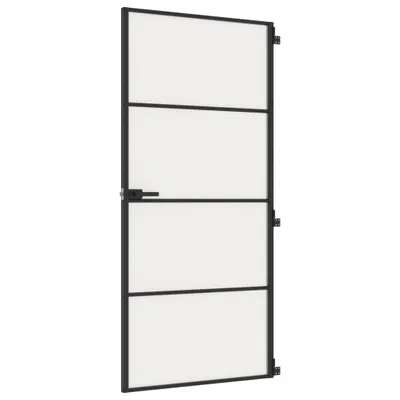 Produktbild von vidaXL Innentür Schlank Schwarz 93x201,5 cm Hartglas & Aluminium