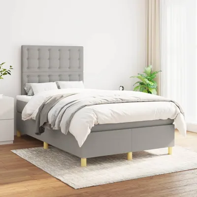 Produktbild von The Living Store Boxspringbett mit Matratze Hellgrau 120x200 cm Stoff