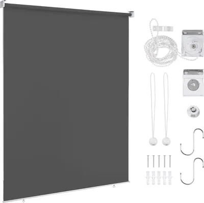 Produktbild von Faziango Senkrechtmarkise Anthrazit 140 x 140cm Vertikalmarkise für Terrasse Balkon Seitenrollo Sichtschutz Sonnenschutz UV-Beständig