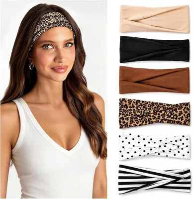 Imagen del producto de Conjunto de diademas, 6 unidades, elásticos, con diferentes diseños, para mujer