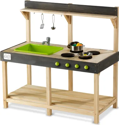 Immagine prodotto di EXIT Yummy 100 Cucina da esterno in legno, cucina per giocare nel fango, cucina giocattolo da esterno, per bambini, legno naturale