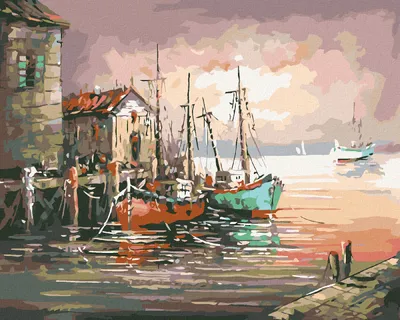 Produktbild von Diamondi - Diamond painting - SCHIFFE IM ALTEN HAFEN, 40X50 cm, mit Keilrahmen (bereits gespannt)