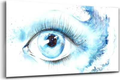 Produktbild von 120x60 - Bilder auf glas - Einteilig - Wanddekoration - Glas Bilder - Aquarell Auge mit Meereswellenmotiv