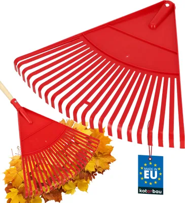 Produktbild von KOTARBAU® Laubrechen Kunststoff 48 cm ohne Stiel Extra Click Heurechen Laubharke Rechen für Herbstlaub & Heckenschnitt Gartenrechen Kunststoff Rot