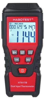 Produktbild von HABOTEST HT617B 2-Kanal-Digitalthermometer, tragbarer Temperaturtester, misst Fluessigkeitstemperatur fuer Hochoefen und fluessigen Wasserstoff