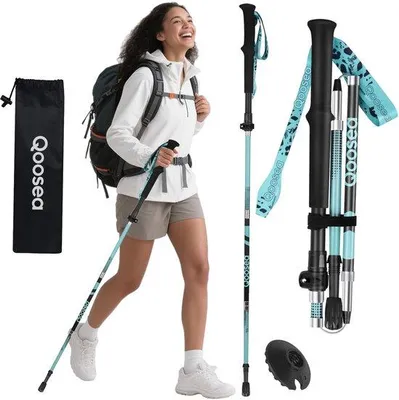 Productafbeelding van Dameswandelstokken, inklapbaar, 110-125 cm, met rubberen demper en reistas