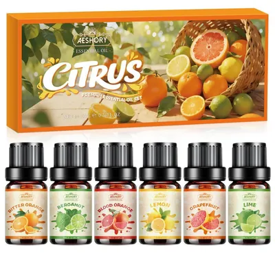 Produktbild von Ätherische Öle Set für Diffuser 6 x 10ML, Naturrein Zitrusöl Aromatherapie Duftöl Geschenkset