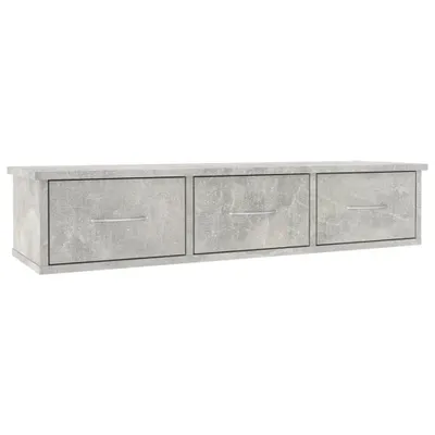 Produktbild von vidaXL Wand-Schubladenregal Betongrau 88x26x18,5 cm Holzwerkstoff