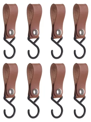 Immagine prodotto di Set di 8 ganci a parete con cinturino in pelle