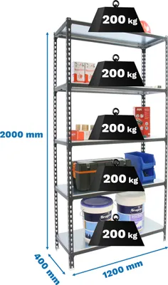 Produktbild von SIMONCLICK MEGAPLUS 5/400 ANTRACITE/BRANCO Metallregal