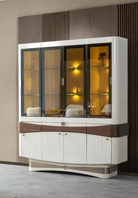 Image de Vitrine Design Meuble en bois Blanc Moderne Luxe Vitrines Armoire Aménagement Meubles