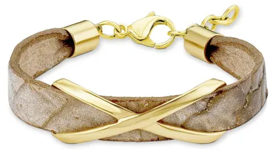 Produktbild von s. Oliver Damen-Armband Edelstahl teilvergoldet Leder 19 cm - 540223