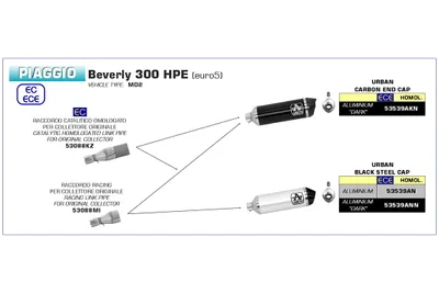 Image de ARROW pot d'échappement DARK URBAN pour Piaggio Beverly 300 HPE 2021-, aluminium noir (seulement avec ARROW entre les deux)