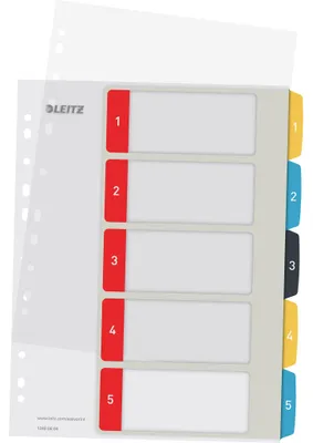 Produktbild von Leitz Register Cosy 12400000 A4 bedruckbar PP farbig 1-5