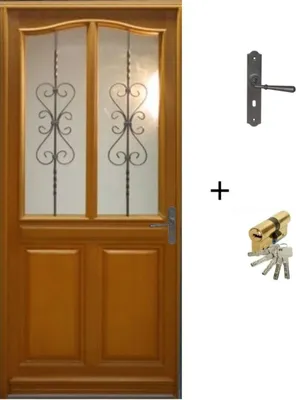 Image de Porte d'entree Bois vitree, Sandy (Sandrine), H215 x L90 p.Gauche + Poignee Et Barillet (ref 010403FP)