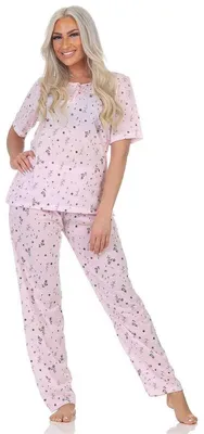 Produktbild von Damen Pyjama zweiteiliger Schlafanzug Pyjama-Set, Rosa/XL/42