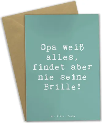 Produktbild von Mr. & Mrs. Panda Klappkarte Spruch Opa Wissen - Meeresbrise - Geschenk, Großvater, Grußkarten, hochzeitskarten, Lächeln, osterkarte, Großpapa, einzigartige Designs, Witz