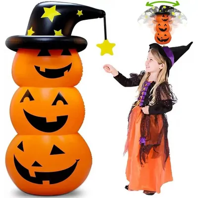 Produktbild von Halloween Deko XXL Aufblasbarer Kürbis mit LED Beleuchtung für Außen & Garten