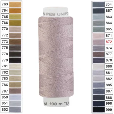 Produktbild von Nähgarn 100m Unipoly 120 Tex14x2 Polyester Nähfaden Nähmaschinengarn Farben 6v6 , Farbe:872