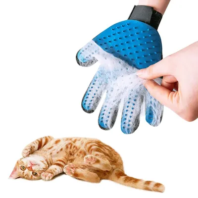 Produktbild von Fellbürste Tierhaarbürste Handschuh - Silikon - Pflegehandschuh - 4-in-1