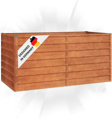 Produktbild von DELUKE® Hochbeet aus Cortenstahl ISAK | unten offen | Pflanzenbeet Gartenbeet Metall Blumenbeet Beet hoch Frühbeet für Garten Gemüsebeet, 160x80x77cm
