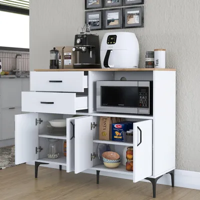 Produktbild von Cavriana - Sideboard, 120x40x99 cm Weiß, 2 Schubladen
