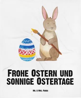 Produktbild von Mr. & Mrs. Panda Babydecke Hase Eier Malen - Weiß - Geschenk, Schlummerdecke, Ostern, Osterhase, Frohe, Plaid, Erstlingsdecke, Fleecedecke, Schmusedecke, Kaninchen