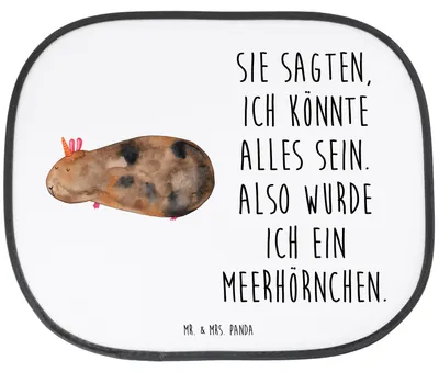 Produktbild von Mr. & Mrs. Panda Sonnenschutz Auto Einhorn Meerschweinchen - Weiß - Geschenk, Unicorn, Sonnenblende, autofenster, Einhörner, Meerschwein, Meerhörnchen, Seitenscheibe