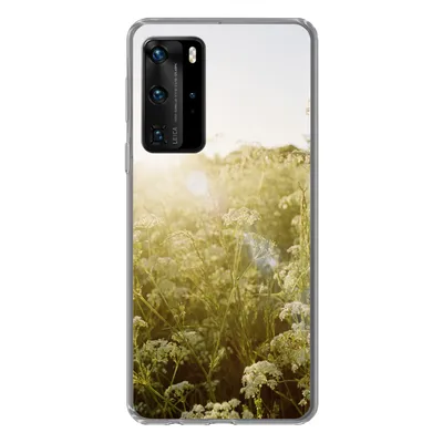 Produktbild von MuchoWow® Handyhülle Schutzhülle Hülle für Huawei P40 Pro Blumen - Weiß - Frühling Silikon Softcase Handy Hülle - Schutz