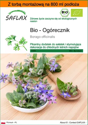 Zdjęcie produktu dla SAFLAX - Garden in the bag - Bio - Ogórecznik - 40 Nasiona - Z podłożem uprawowym w praktycznej, samorozkładającej się torbie - Borago officinalis