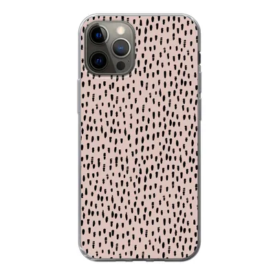 Produktbild von MuchoWow® Handyhülle Schutzhülle Hülle für iPhone 12 Pro Polka dots - Rosa - Schwarz Silikon Softcase Handy Hülle - Abdeckung