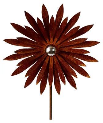Produktbild von Gartenstecker Blume mit Edelstahlkugel, 113 cm hoch