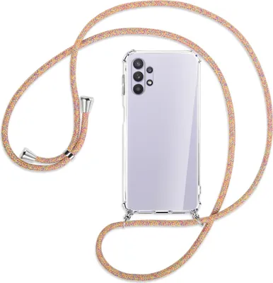 Produktbild von Handykette Backcover-Schutzhülle mit Band (Metall silberfarben) für Samsung Galaxy A32 5G - Rainbow